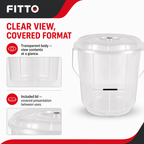 96 Pieces Transparent Plastic Bucket with Lid and Carry Handle, 25 Litre