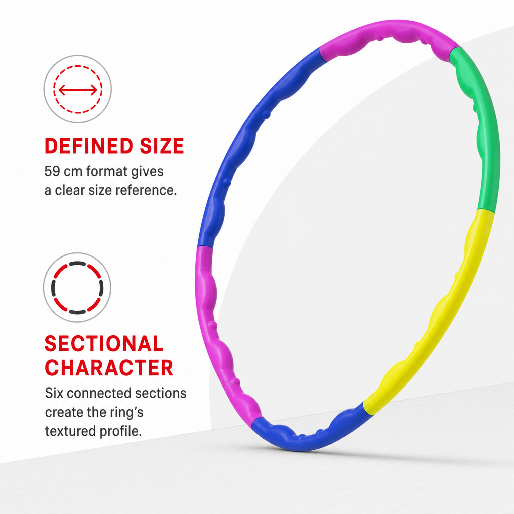 120 Pieces Sectional Massage Hoop, 59 cm, 6-Part Fitness Ring Set, Multicolor