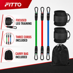 72 Pieces Ankle Resistance Cord Exercise Set, 3 Cords with Ankle Cuffs and Carry Bag