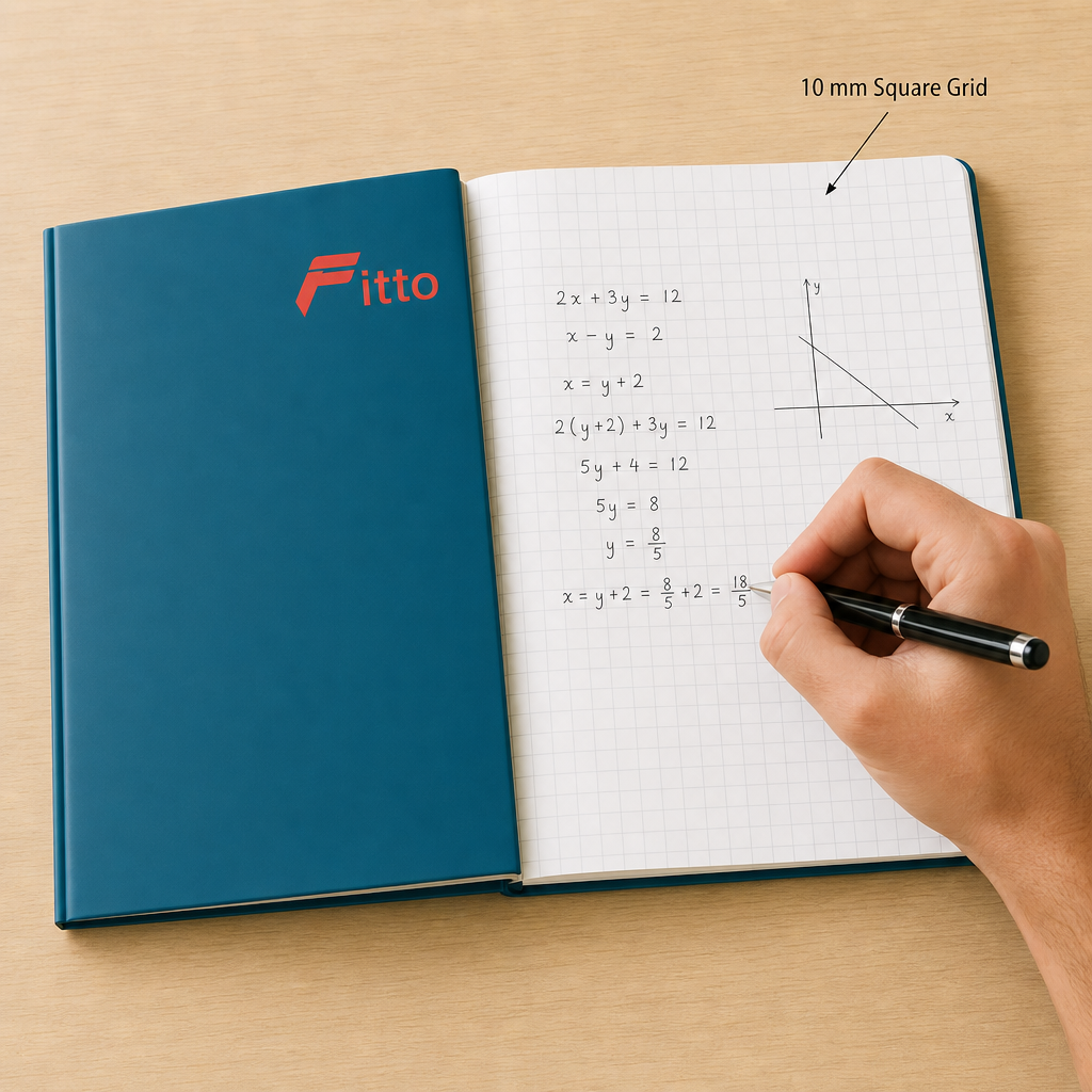 144 Pieces A4 Square-Ruled Notebook, 10 mm Grid, 80 Sheets, 21 × 29.7 cm
