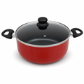 48 Pieces 30 cm Aluminium Non-Stick Saucepot with Glass Lid and Side Handles, Red
