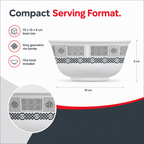 240 Pieces Melamine Rice Bowl, 3.5 Inch, Grey Geometric Border, Single Bowl for Serving Rice and Side Dishes
