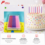 120 Pieces Dotted Birthday Candles with Holders, 24 Pieces, Red Purple Pink