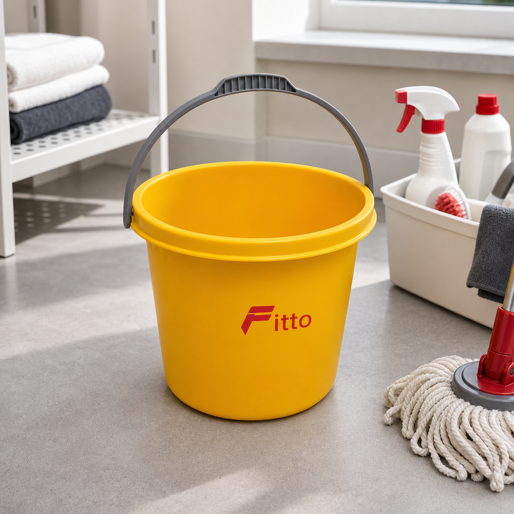 96 Pieces Yellow Plastic Bucket 16 Litre With Handle