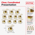 60 Pieces Acrylic Favor Boxes, Cream Square Boxes with Ribbon, 6.5 × 6.5 × 7.2 cm, 12 Pieces