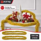 120 Pieces Gold Tinsel Decoration, 7 cm x 12 m, 2 Pieces for Party and Holiday Displays