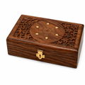 96 Pieces Carved Wooden Keepsake Box with Brass Latch, Rectangular Storage Container, 8 x 5 Inch