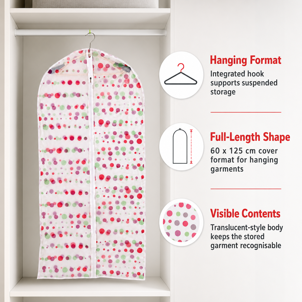 144 Pieces Clothing Protective Cover, Assorted Colour, 60 x 125 cm, 1 Piece