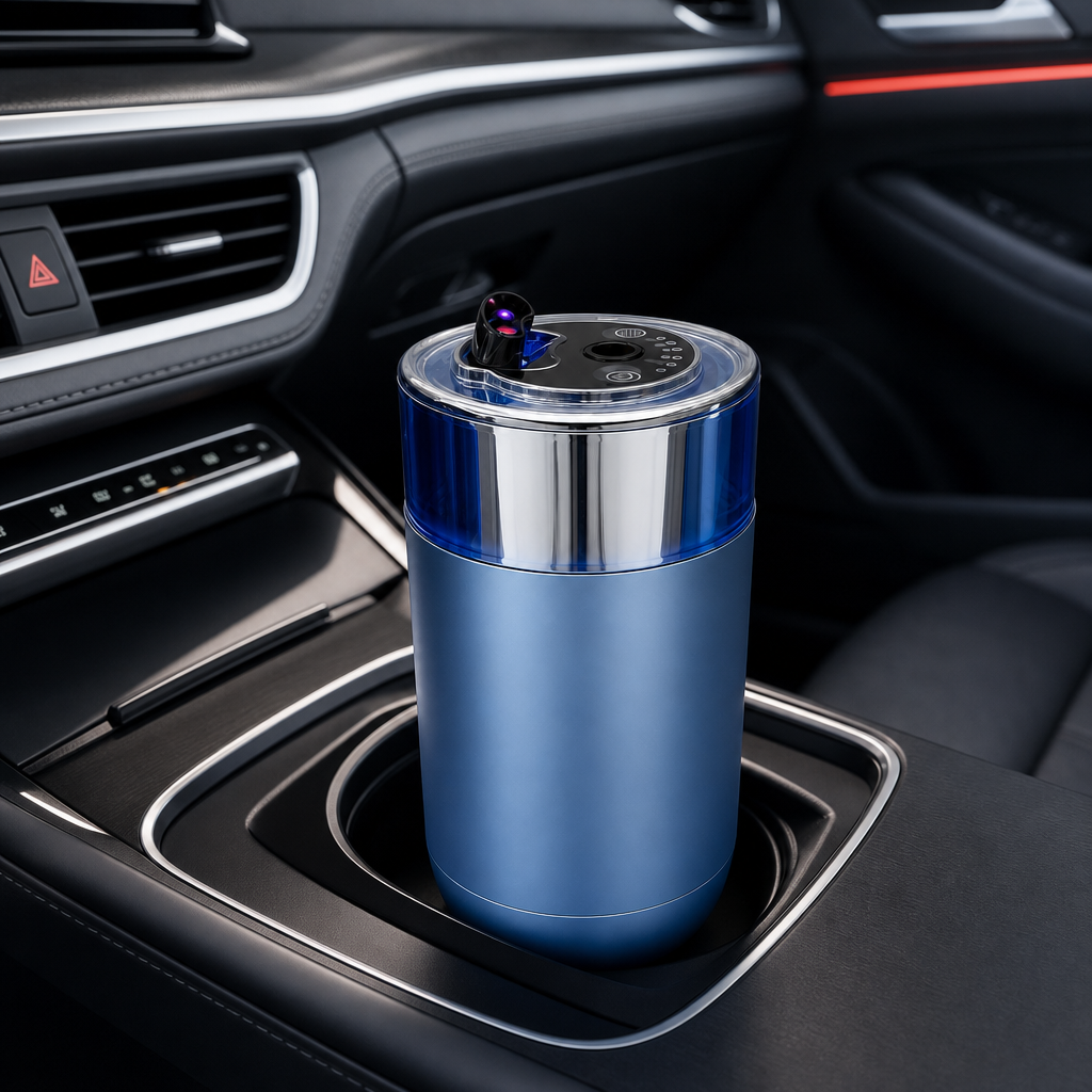 48 Pieces Smart Car Aroma Diffuser with Ambient Light, Blue and Silver Cylindrical Vehicle Fragrance Accessory