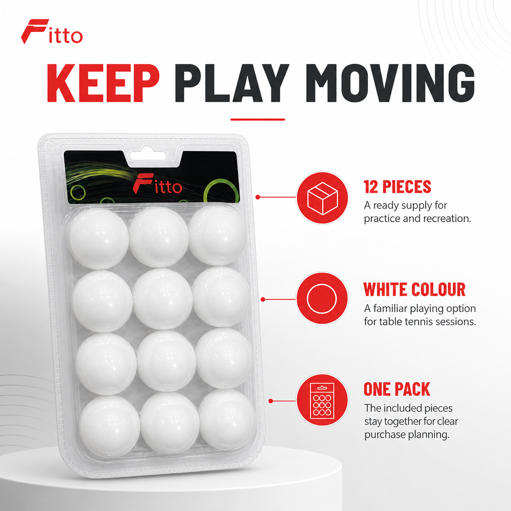 120 Pieces Table Tennis Balls, White, 12-Piece Pack for Practice and Recreational Play