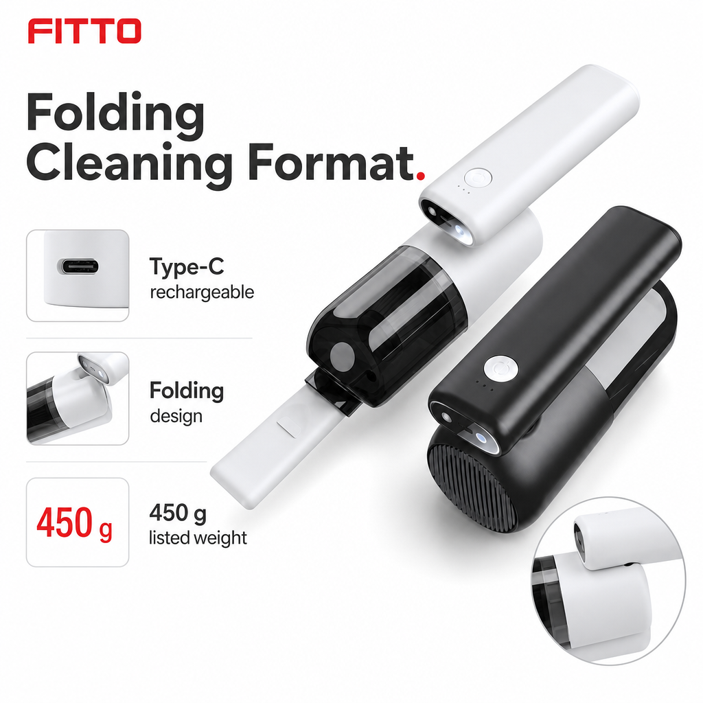 60 Pieces Mini Handheld Folding Vacuum Cleaners, Type-C Rechargeable, Compact Cleaning Tool