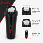 96 Pieces Sports Water Bottles, Black Bottle with Screw Cap and Carry Handle, 27 x 10 x 10 cm