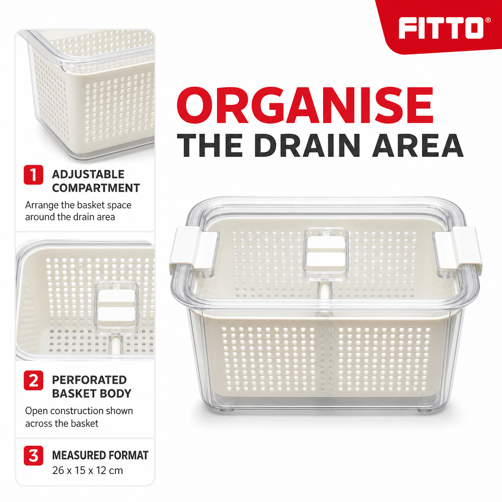 96 Pieces Refrigerator Drain Baskets with Adjustable Compartment 26 x 15 x 12 cm
