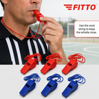 240 Pieces Sports Whistles with Neck Strings, Red and Blue Plastic, 6 Pieces