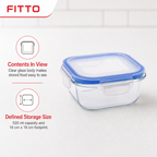 96 Pieces Square Glass Food Container with PP Lid, 520 ml