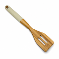 96 Pieces Wooden Slotted Turner, 32 cm Kitchen Cooking Utensils with Ergonomic Textured Handle