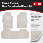 48 Pieces Carpet Car Floor Mat Sets, Beige, 3-Piece Vehicle Interior Floor Covering