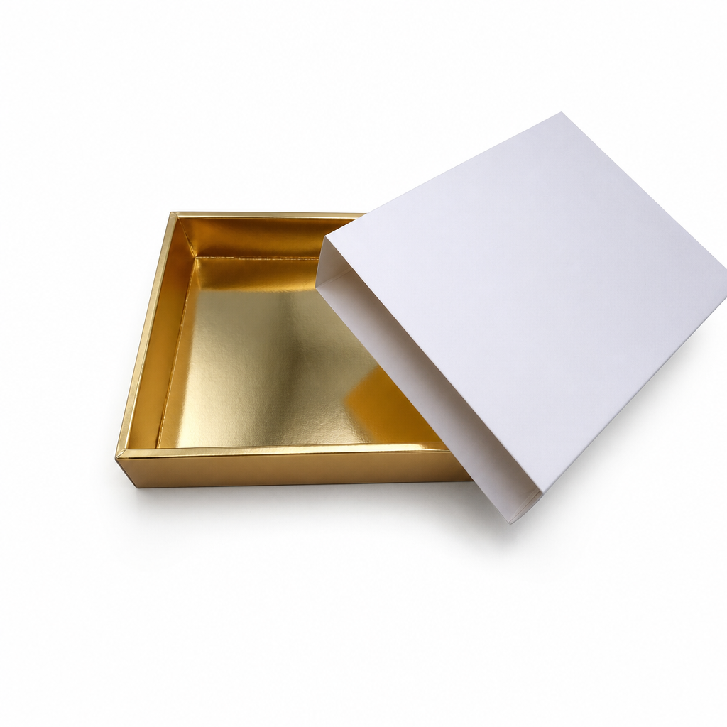 144 Pieces White And Gold Paper Presentation Box, 27 x 20 x 5 cm, 1 Piece