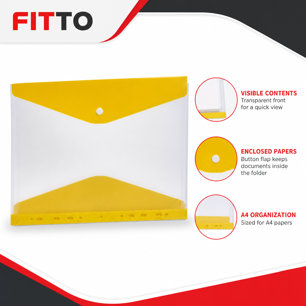 240 Pieces A4 Transparent Button Document Folder, Assorted Colour, 1 Piece