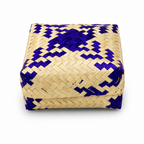 96 Pieces Handwoven Bamboo Square Storage Box with Lid, 5 x 5 in, Assorted Pattern