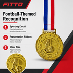 144 Pieces Football Medal with Ribbon, Gold Silver and Bronze Finish, 10 x 8 cm