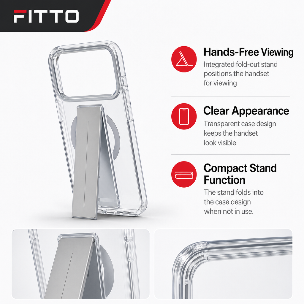 72 Pieces Clear Magnetic Phone Cases with Fold-Out Stand for 17 Pro Max Handset, Transparent Protective Cover, 1 Piece