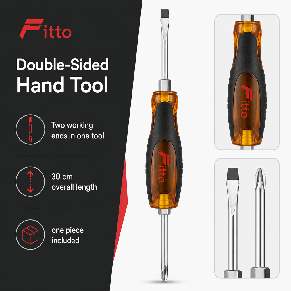 144 Pieces Hand Screwdriver Double Sided, 30 cm Overall Length, Amber Black Silver, 1 Piece