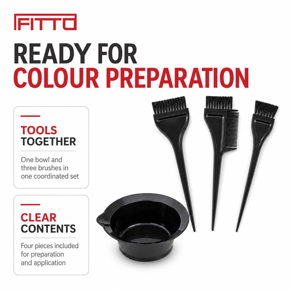 144 Pieces Black Hair Dye Application Kits with Mixing Bowl and Brushes, 4-Piece Set