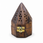 96 Pieces Wooden Pyramid Incense Burner Box, 3 Inch, Brown Decorative Holder