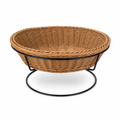 48 Pieces Round Wicker Fruit Baskets with Metal Stand, Natural, 42 x 42 x 18 cm
