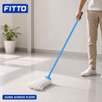 96 Pieces Cotton Mop with Painted Iron Handle, 200 g, Blue, 120 cm