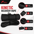 48 Pieces Kinetic Vehicle Recovery Tow Rope, 6 m, 8.2 Ton Specification, 30% Elasticity, Black