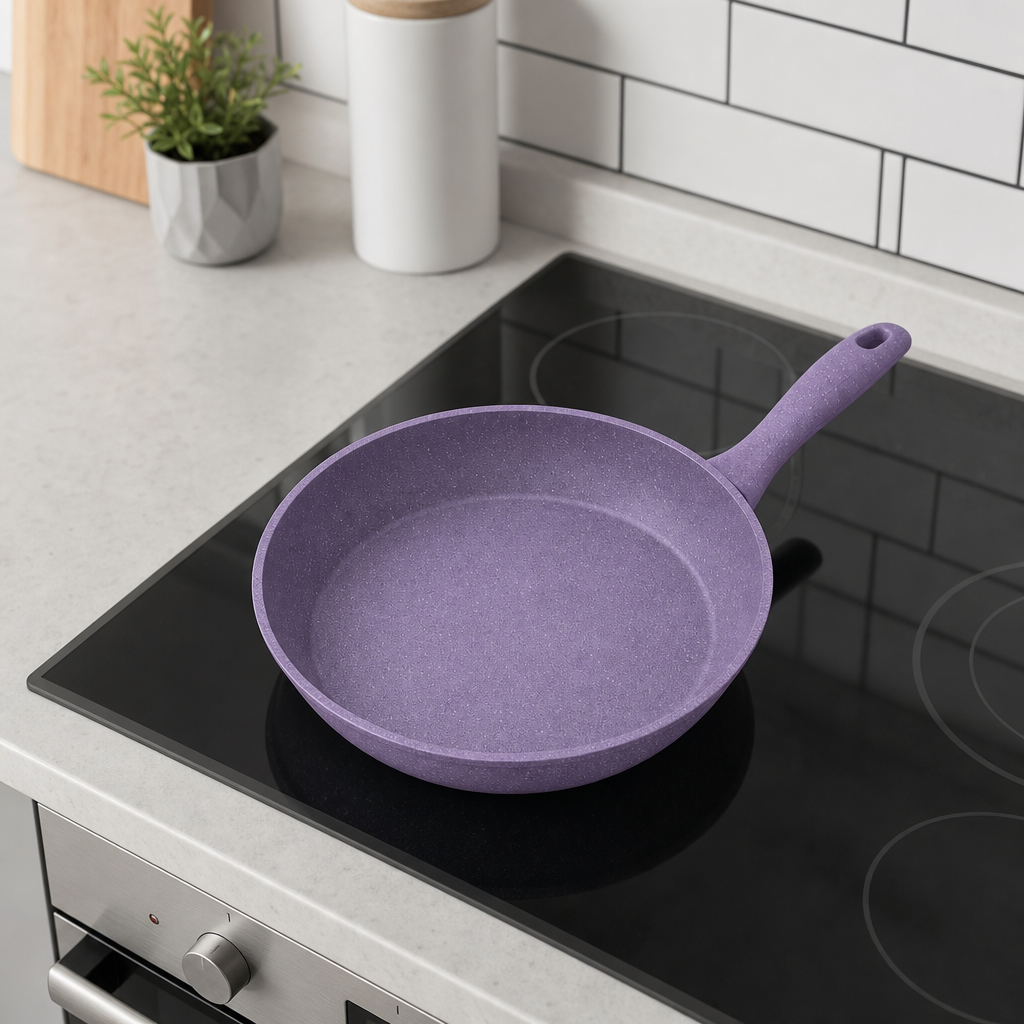 96 Pieces Granite-Coated Fry Pan, 24 cm, Purple