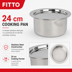 60 Pieces Stainless Steel Cooking Pan with Plain Bottom, 24 cm
