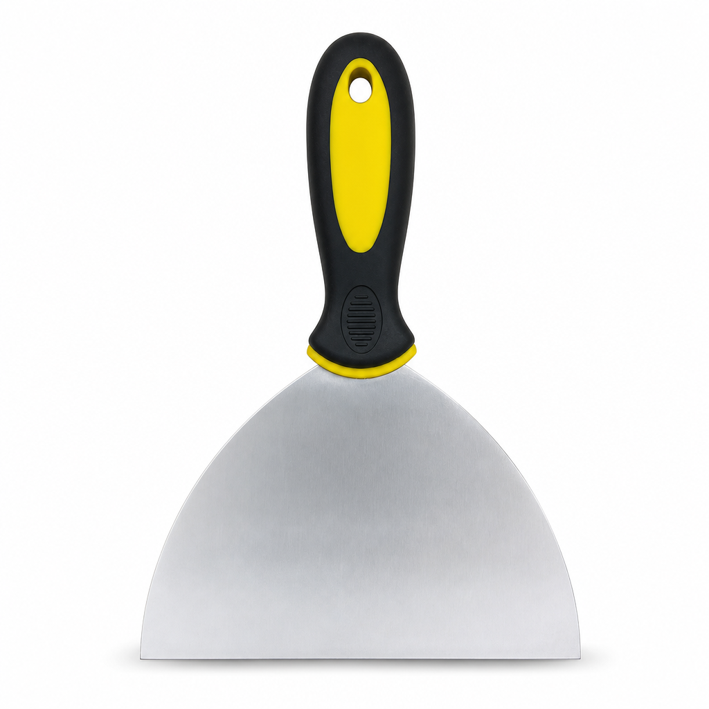 144 Pieces 6 Inch Putty Knife Paint Scraper with Rubber Handle, Yellow Black and Silver, 1 Piece