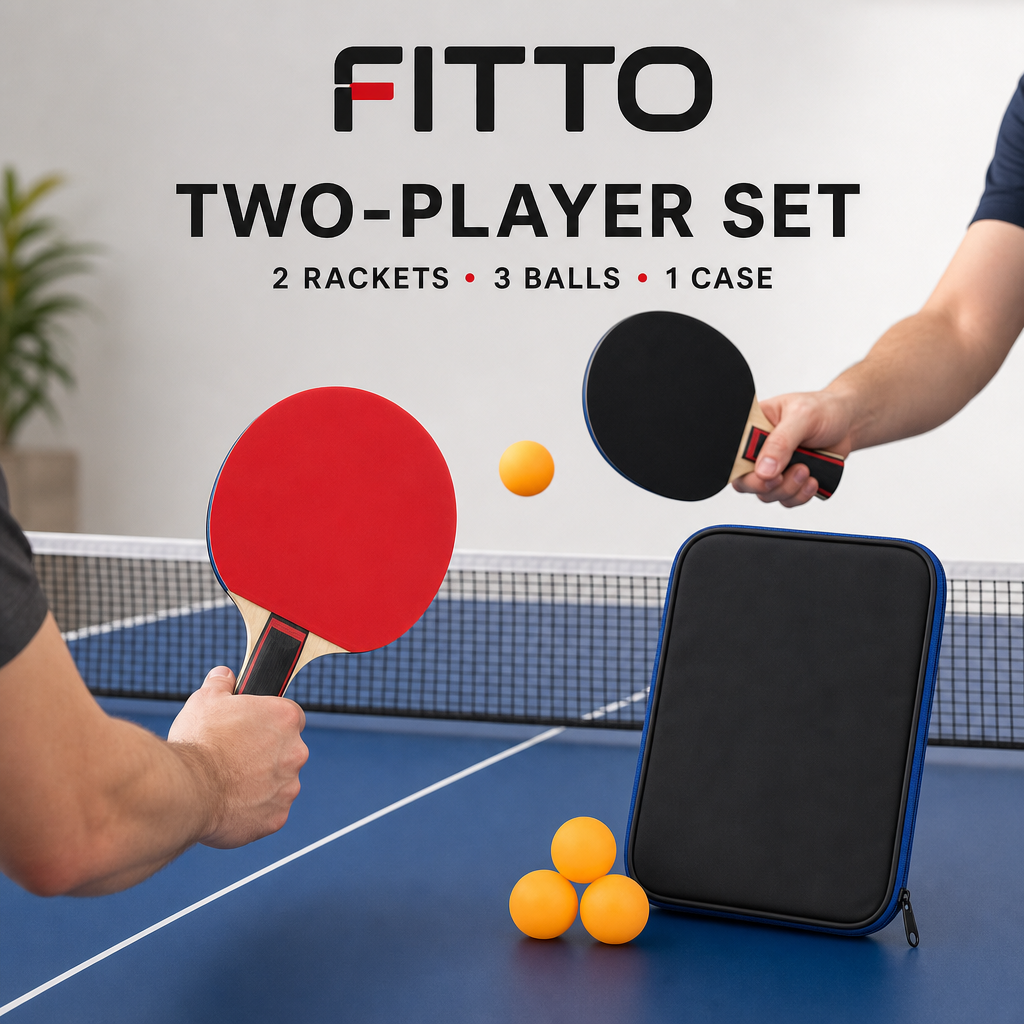 96 Pieces Table Tennis Racket Set with 2 Rackets, 3 Balls and Carry Case