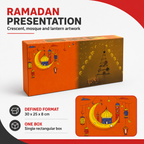 96 Pieces Ramadan Decorative Paper Box with Crescent and Mosque Design, Orange and Brown, 1 Piece, 30 x 25 x 8 cm