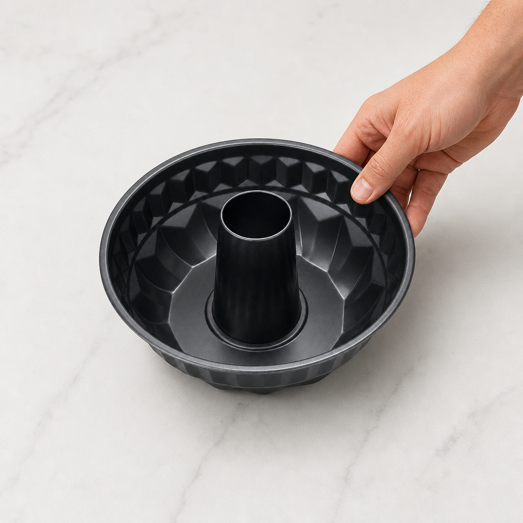 96 Pieces Bundt Cake Mold, Carbon Steel Non-Stick Fluted Baking Pan, Black, 22 × 12 cm, 1 Piece
