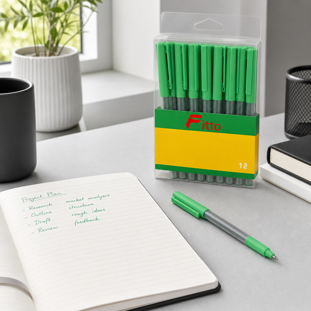 96 Pieces Disposable Roller Pens, 0.7 mm, Green Ink, 12 Pack