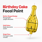 144 Pieces Gold Bottle-Shaped Happy Birthday Cake Topper Candle, 1 Piece