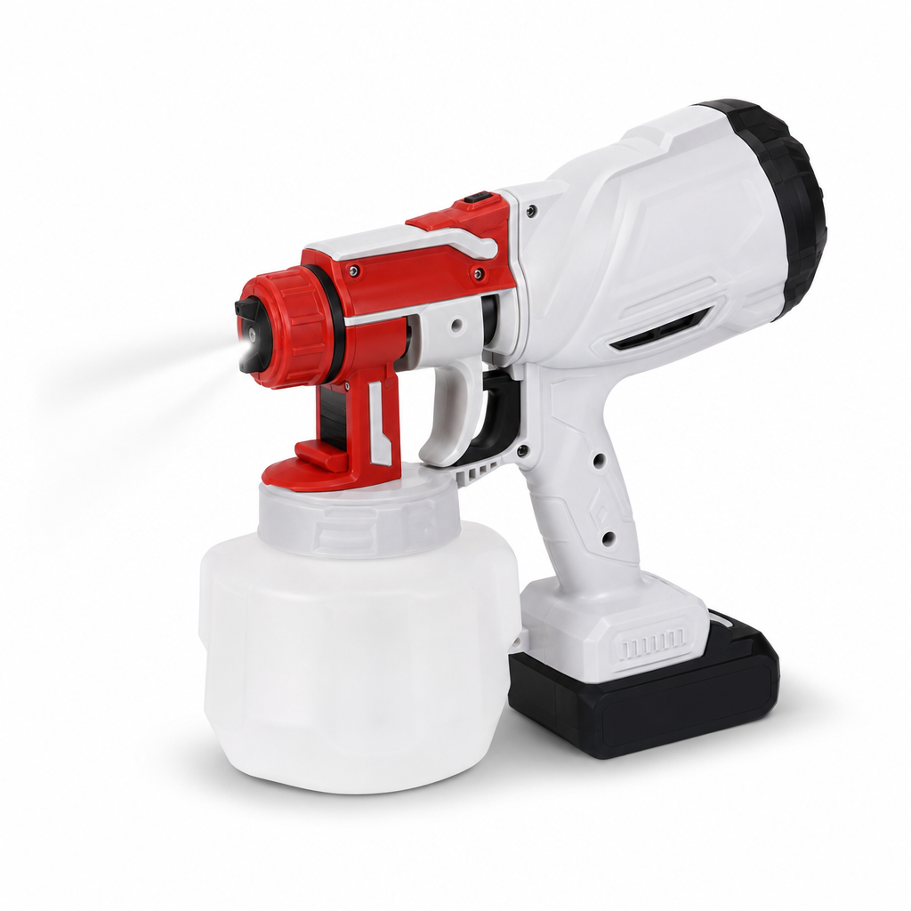 48 Pieces Cordless Paint Sprayers, 24 V Spray Gun with LED Light and Container, Red and White, 1 Unit