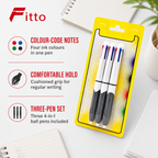 120 Pieces 4-in-1 Ball Pens with Cushioned Grip, 1.0 mm, 3-Pack
