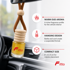 144 Pieces Hanging Bottle Air Freshener, Oud Scent, Compact Vehicle Fragrance Accessory, 8 x 4 x 4 cm