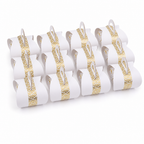 96 Pieces Candy Favor Boxes with Handle, White with Gold Pattern, 9.5 x 9.5 x 10 cm, 12 Pieces