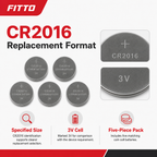 96 Pieces CR2016 3V Lithium Coin Cell Batteries, 5-Piece Pack