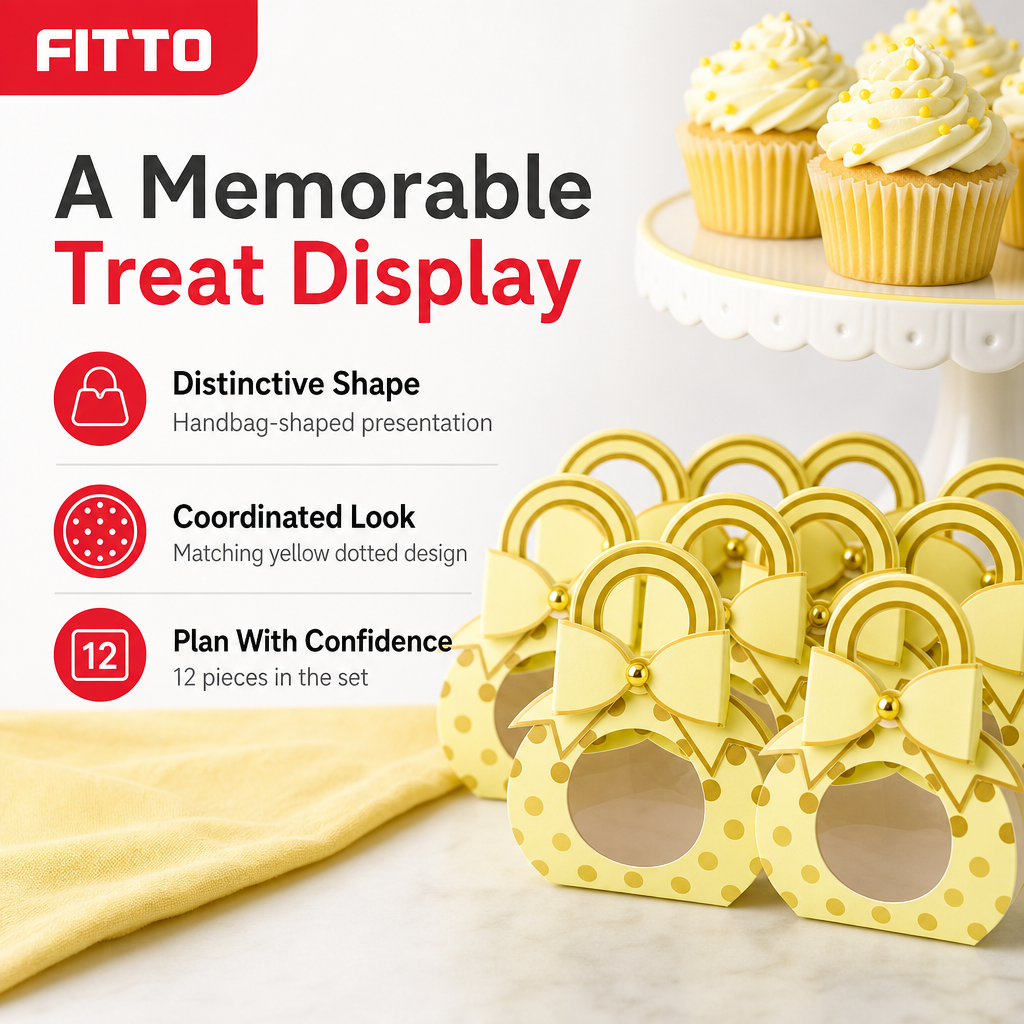 96 Pieces Yellow Handbag-Shaped Candy Favor Boxes with Bow, 9.5 x 4.3 x 13.2 cm, 12 Pieces