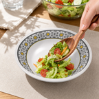96 Pieces Melamine Salad Bowl, 7 Inch, White and Grey with Yellow Accents