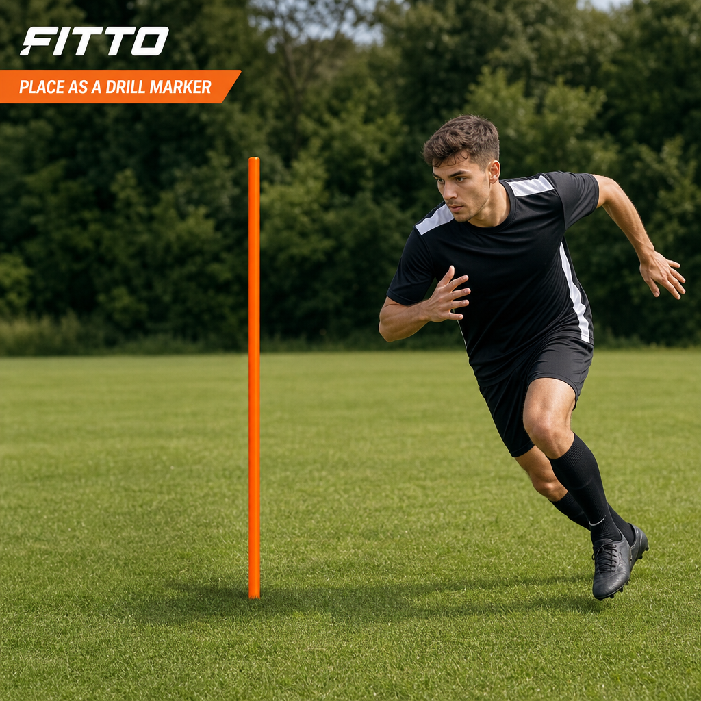144 Pieces Plastic Soccer Training Pole, 150 cm, Orange, Single Training Marker