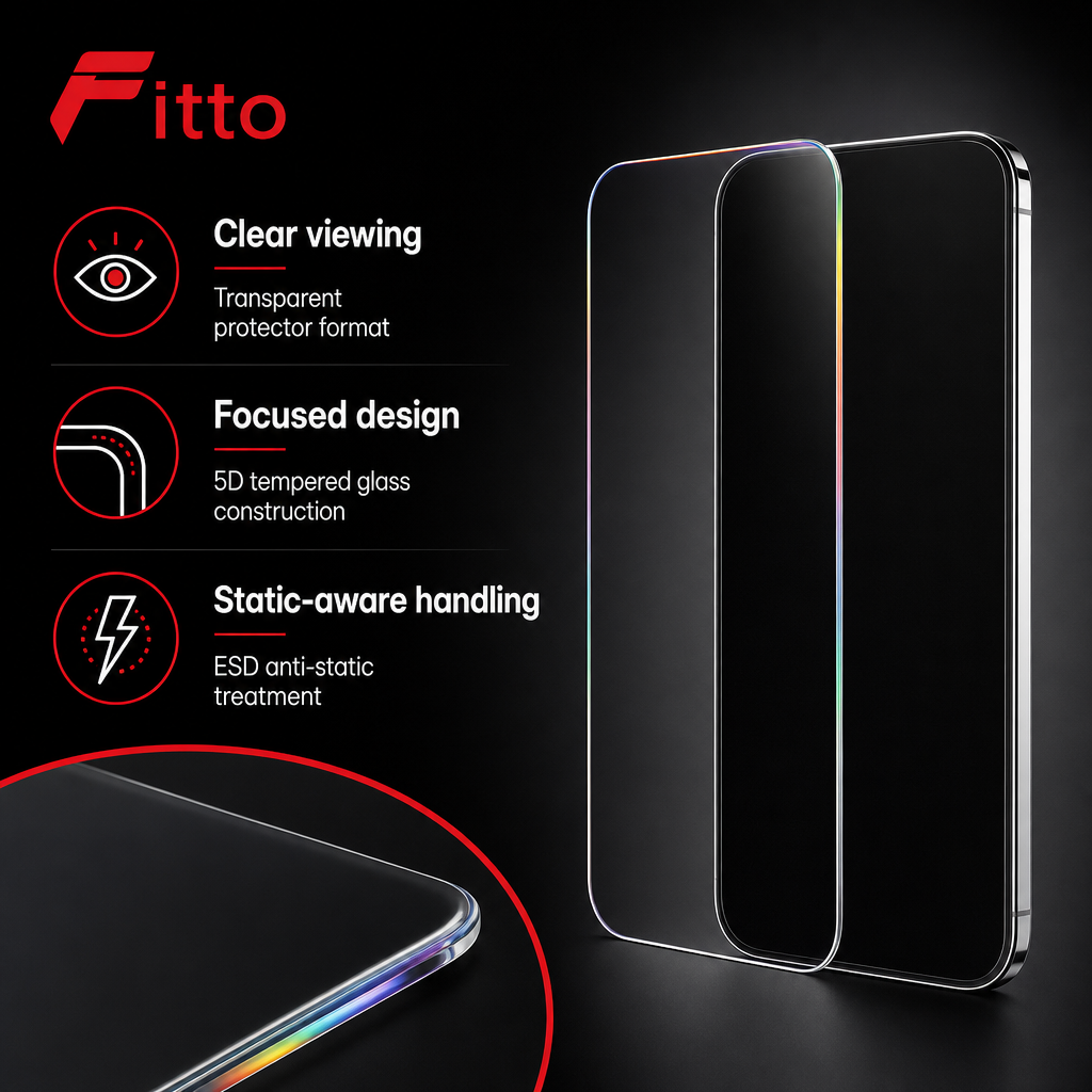 96 Pieces 5D Tempered Glass Screen Protectors for 15 Plus Smartphone, ESD Anti-Static, 1 Pack