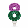 240 Pieces Pink and Green Number 8 Cake Candle, Glitter Finish, 2 Inch